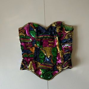 Vintage Sequin Bustier Corset Size 6